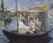 Edouard Manet Monet Painting in his Studio Boat (nn02) Spain oil painting reproduction